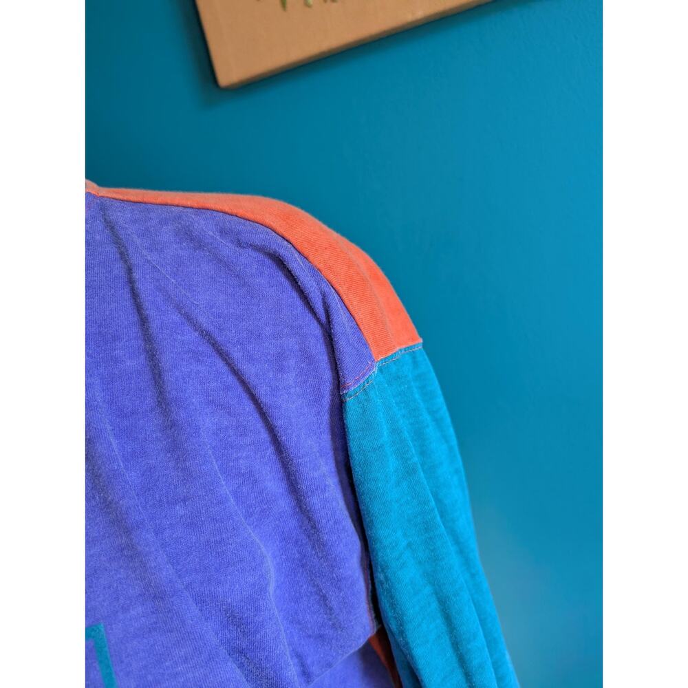 Vintage 90s mockneck pullover colorblock size large XL athletic surf sweatshirt - Picture 2 of 5